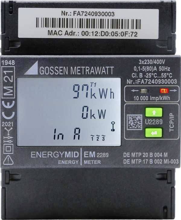 Gossen Metrawatt  U2289-V047 Háromfázisú fogyasztásmérő  digitális 80 A MID konform: Igen  1 db