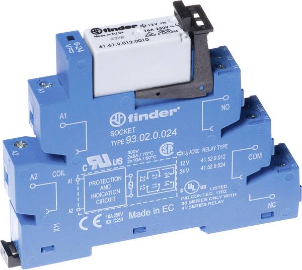 Finder 38.01.7.024.0050 Csatoló relé 24 V/DC 16 A 1 váltó darab 1 db