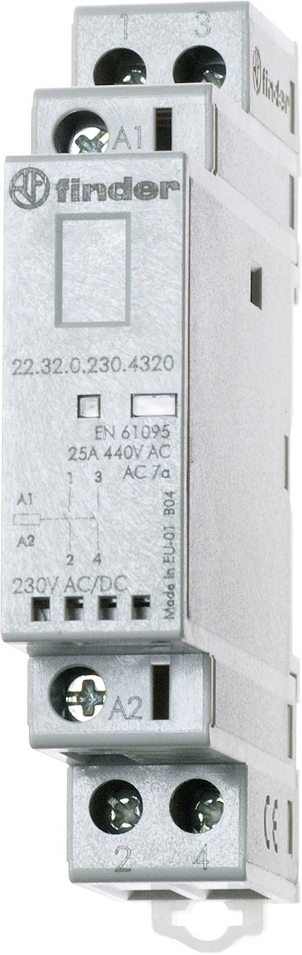 Installációs mágneskapcsoló, 2 záró, 250 V/AC, 440 V/AC, Finder 22.32.0.024.1320
