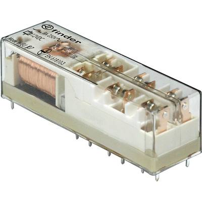 Egy átlátszó relé réztekerccsel és több érintkezővel, amelyet gyakran elektromos kapcsolási alkalmazásokban használnak.