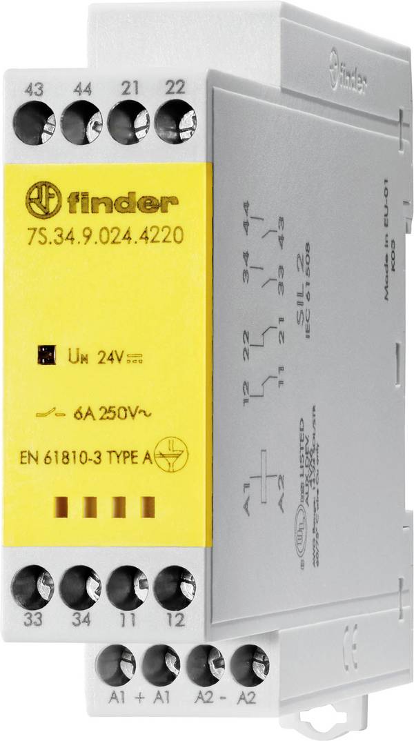 Finder 7S.34.9.024.4220 Relé Max. kapcsolási áram: 6 A 2 nitó, 2 záró 1 db