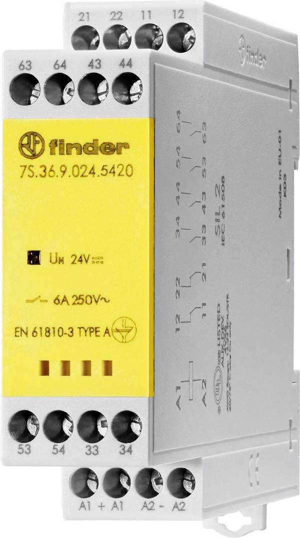 Finder 7S.36.9.024.5420 Relé Max. kapcsolási áram: 6 A 2 nitó, 4 záró darab 1 db