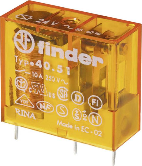 Finder 40.51.8.006.0000 Nyák relé 6 V/AC 10 A 1 váltó 1 db