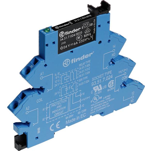 Finder 38.61.3.125.5060 Csatoló relé 110 V/AC 6 A 1 váltó 1 db