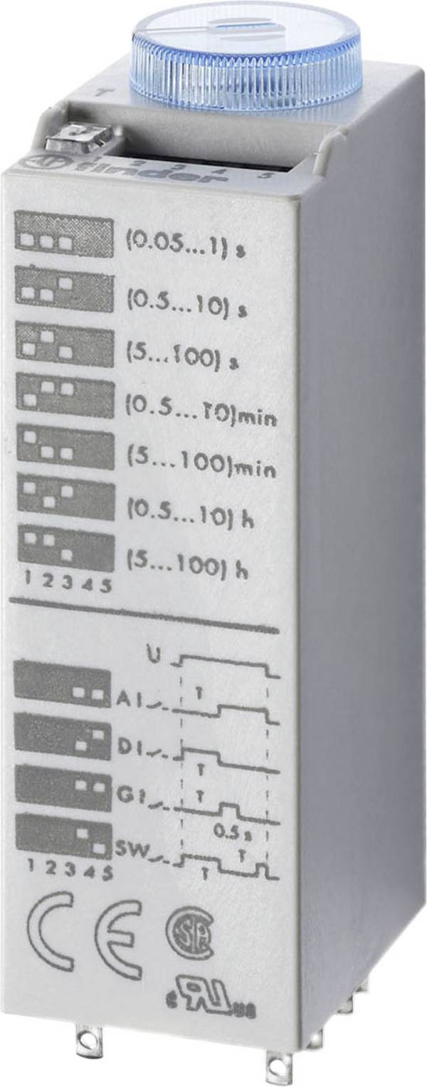 Finder 85.02.0.012.0000 85.02.0.012.0000 Időrelé Multifunkció 12 V DC/AC 1 db Időtartomány: 0.05 - 360000 mp 2 váltó darab