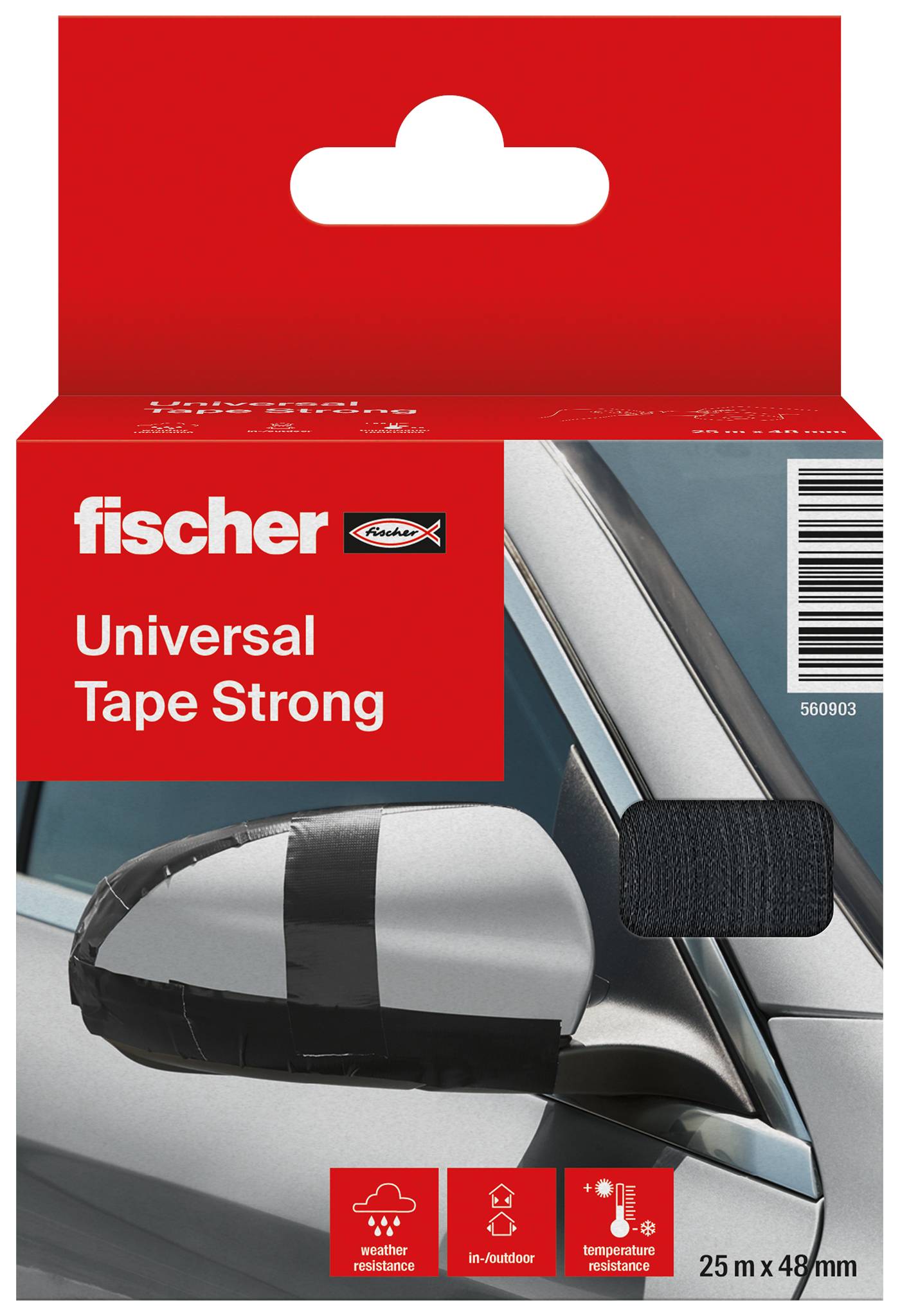 Fischer GOW 560903 Szövet ragasztószalag Fekete (H x Sz) 25 m x 48 mm 1 db