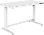 Elektromosan állítható magasságú asztal 120x60x12cm felső 50kg terhelhetőség, USB töltőportok, fehér