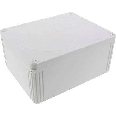Fehér, téglalap alakú, lekerekített sarkú műanyag doboz, valószínűleg elektromos szerelvényekhez.