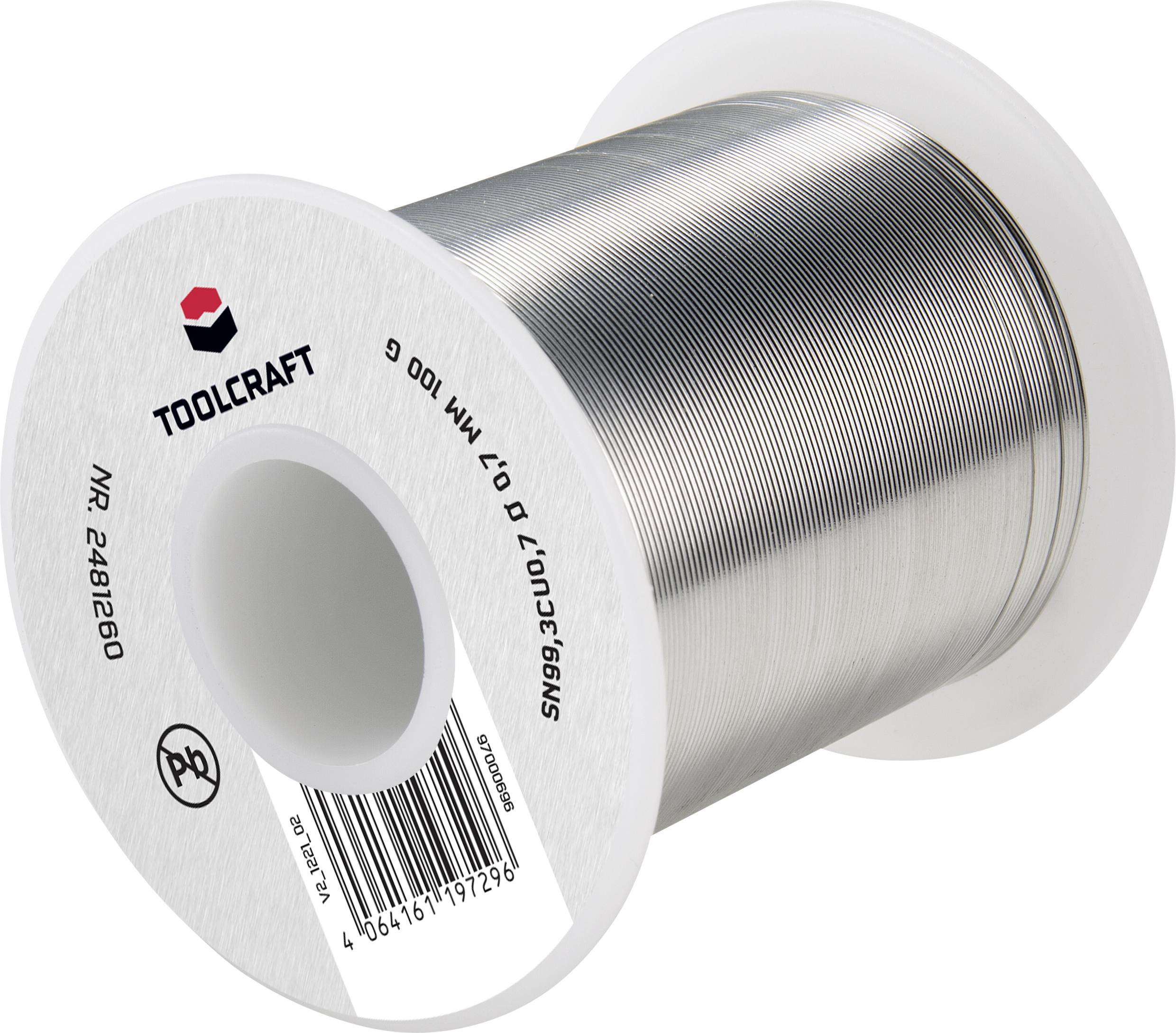 TOOLCRAFT Forrasztóón, ólommentes Tekercs Sn99,3Cu0,7 ROL1 100 g 0.7 mm