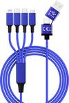 smrter Hydra ELITE 6in1 C típusú USB töltőkábel, 2x USB-C, 1x Lightning, 1x Micro, 1x USB / USB-C kombinált csatlakozó, 120 cm, kék