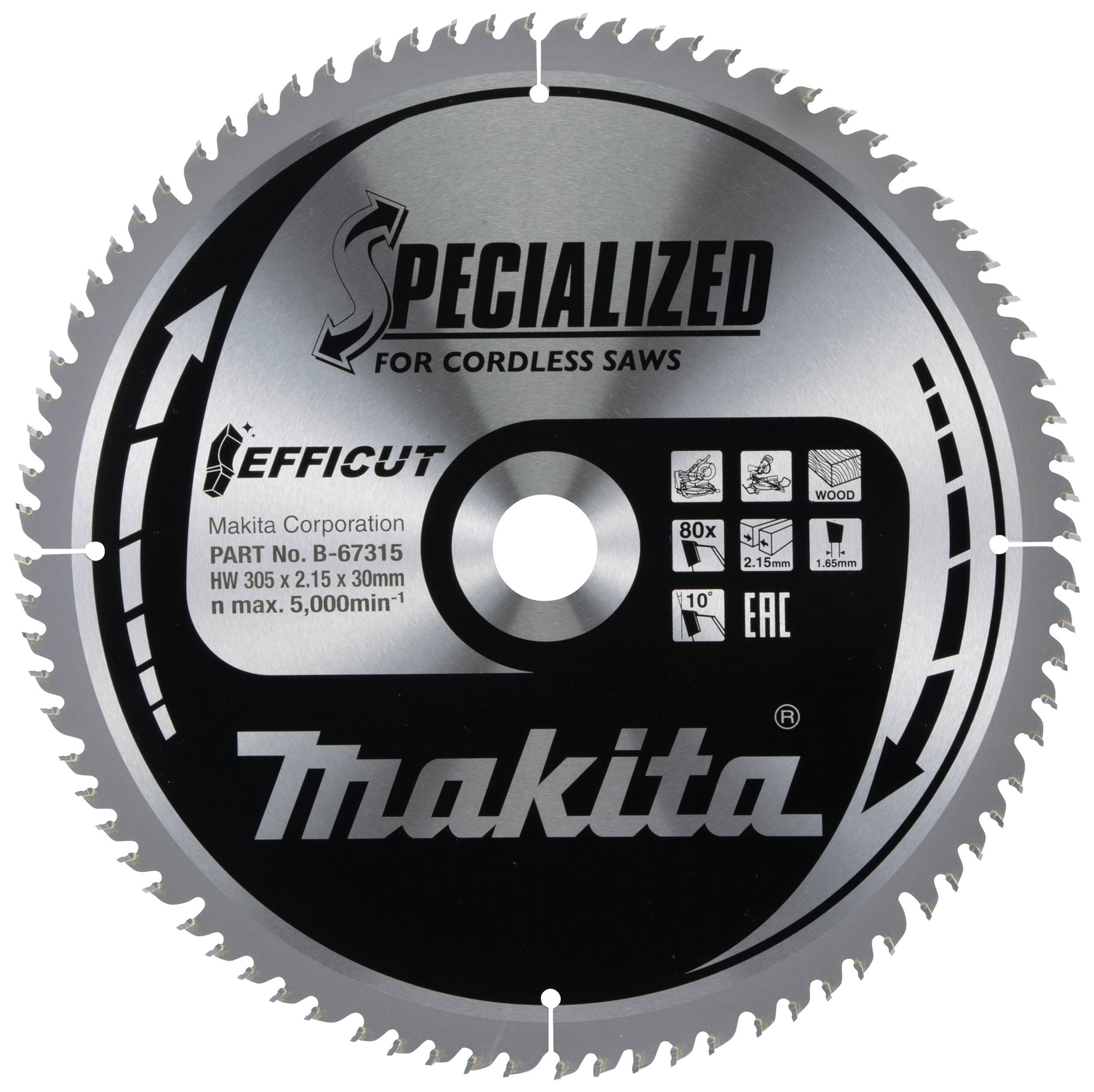 Makita B-67315 B-67315 Körfűrészlap 305 x 30 x 2.15 mm Fogak száma (collonként): 80 1 db