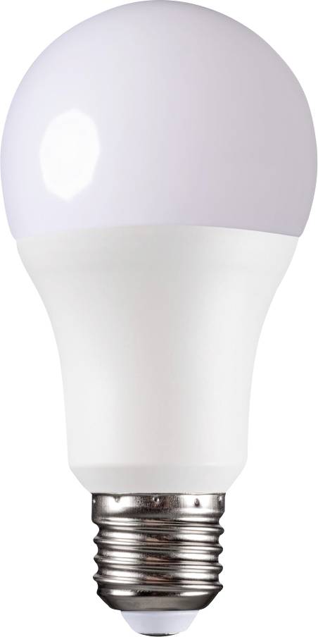 Egy fehér LED-izzó ezüstös foglalattal, függőlegesen állva. Tökéletes energiatakarékos világításhoz.