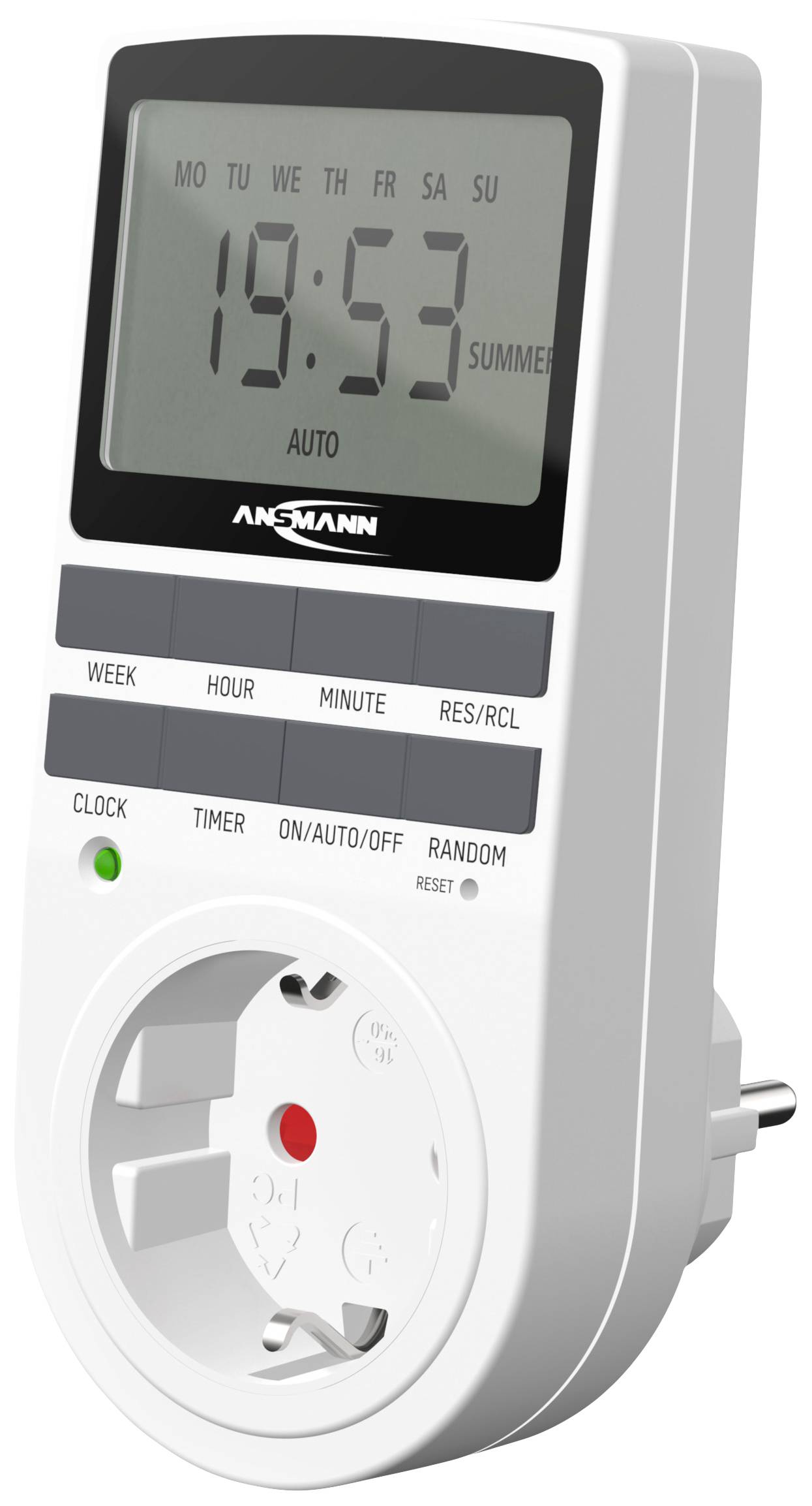 Ansmann 1260-0006 Timer pacchetto di programmazione digitale Giornaliero, Settimanale 3680 W IP20 Funzionamento continuo, Programma acceso/auto/spento