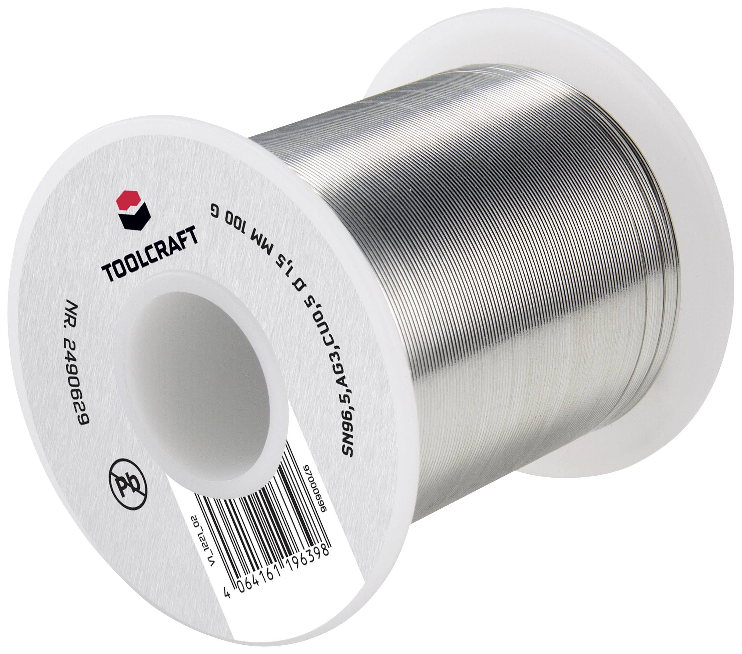 TOOLCRAFT Forrasztóón, ólommentes Tekercs Sn96,5Ag3Cu0,5 ROL1 100 g 1.5 mm