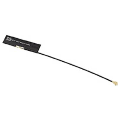 Egy fekete-fehér antenna kábel négyszögletes csatlakozóval és arany véggel.