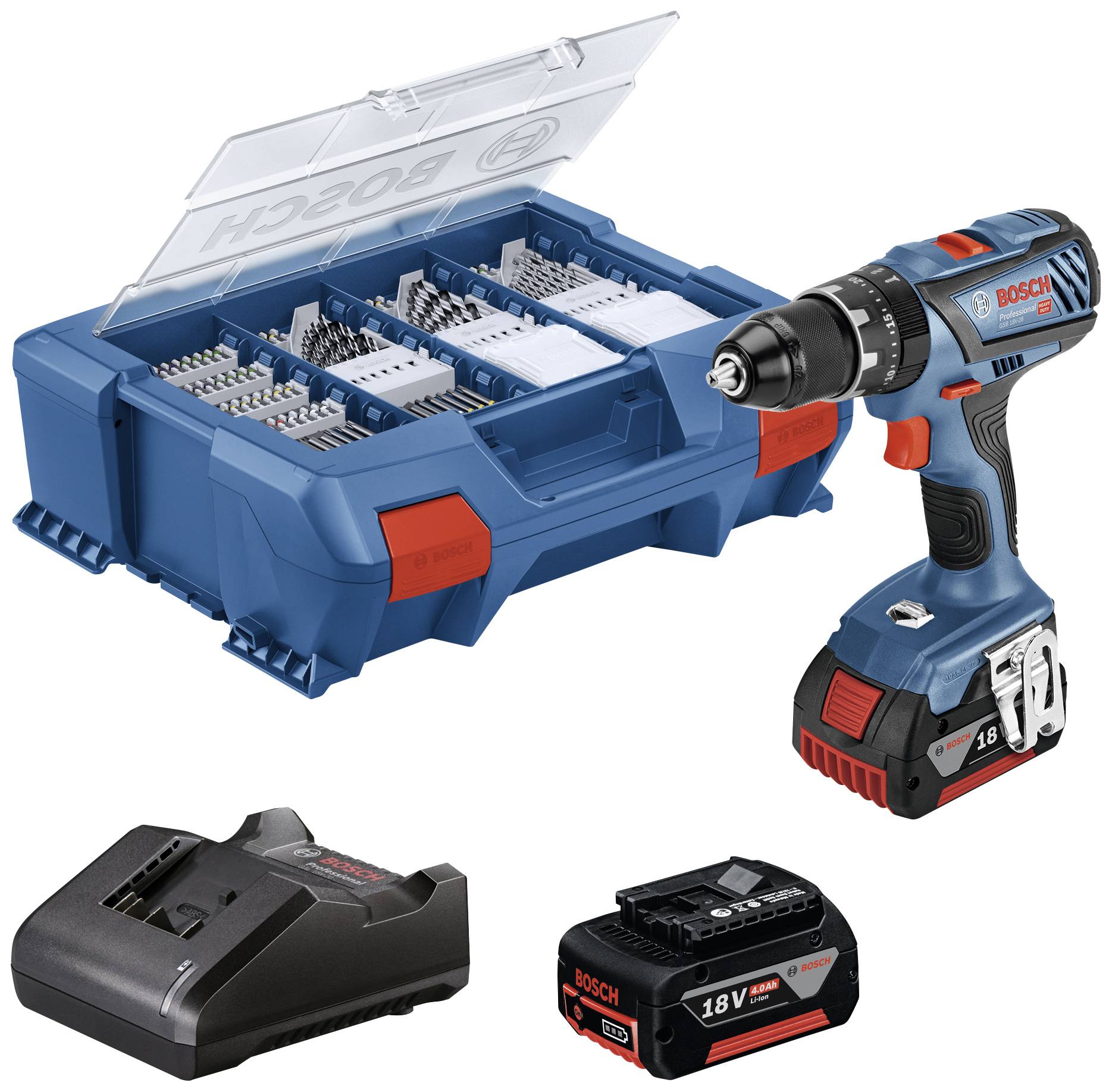 Bosch Professional GSB 18V-28 Akkus ütvefúró-csavarozó 2. akkuval, Tartozékokkal