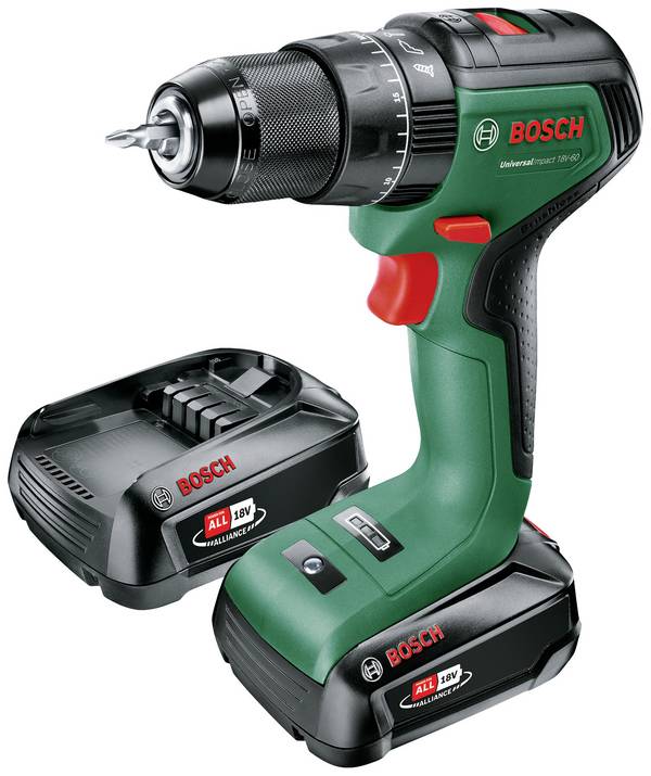 Bosch Home and Garden UniversalImpact 18V-60 06039D7102 Akkus ütvefúró-csavarozó  18 V 2.0 Ah Lítiumion 2. akkuval, Töltővel