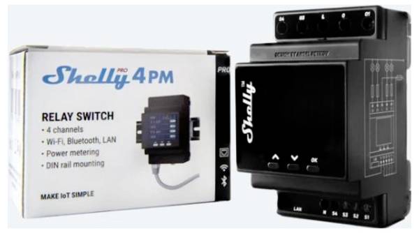 Shelly Shelly Pro 4PM Shelly Kalapsín relé  Bluetooth, Wi-Fi