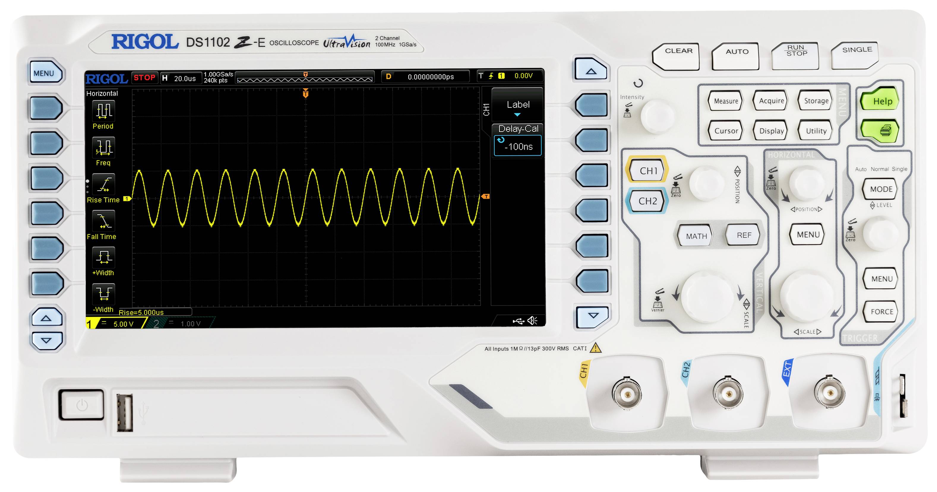 Digitális oszcilloszkóp 100 MHz 2 csatorna 1 GSa/mp 24 Mpts 8 bit DSO, Rigol DS1102Z-E