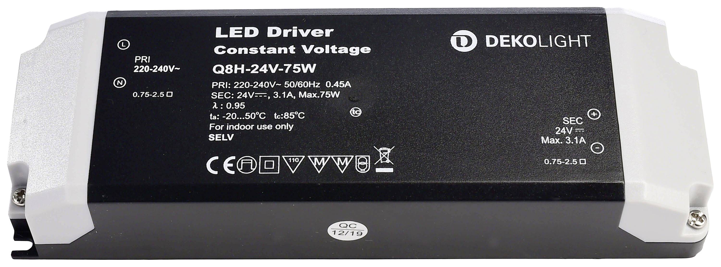 Deko Light Basic CV LED transzformátor Állandó feszültségű 75 W 3100 mA 24 V 1 db
