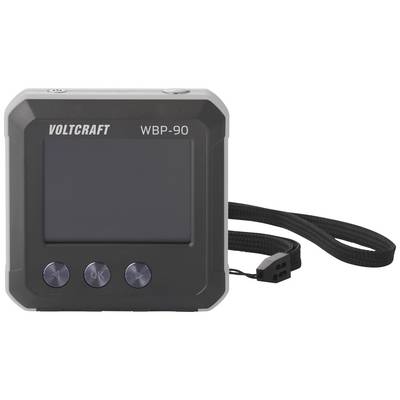 Elektronikus eszköz 'Voltcraft WBP-90' felirattal, négyzet alakú, három gombbal és egy csatlakozókábellel a jobb oldalán.