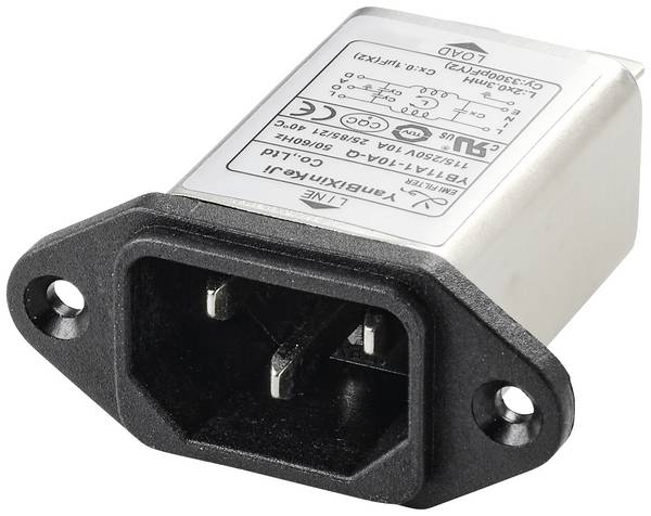 TRU COMPONENTS TC-10101440 Hálózati szűrő hidegkészülék aljjal 250 V/AC 10 A 0.3 mH (H x Sz x Ma) 58 x 50 x 22.8 mm 1 db