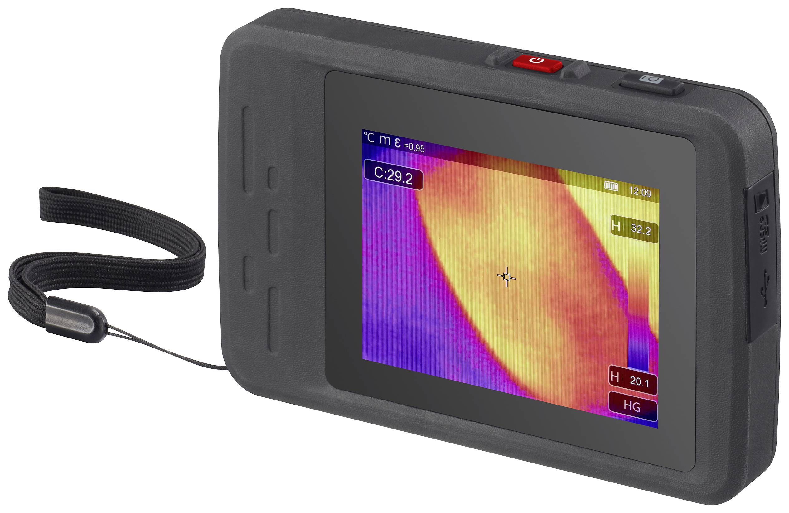 VOLTCRAFT WBP-120 Hőkamera Kalibráció (DAkkS) -20 - 550 °C 120 x 90 Pixel 50 Hz Beépített digitális kamera, WiFi, 2 m-ig leesést tűrő