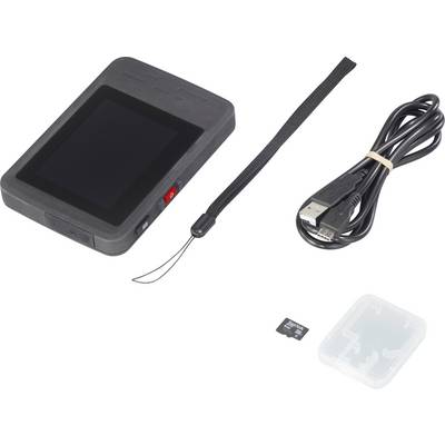 Egy hordozható médialejátszó csuklópánttal, USB-kábellel és mikroSD-kártyával, védőtokkal együtt. Tökéletes zenehallgatáshoz és videónézéshez útközben.