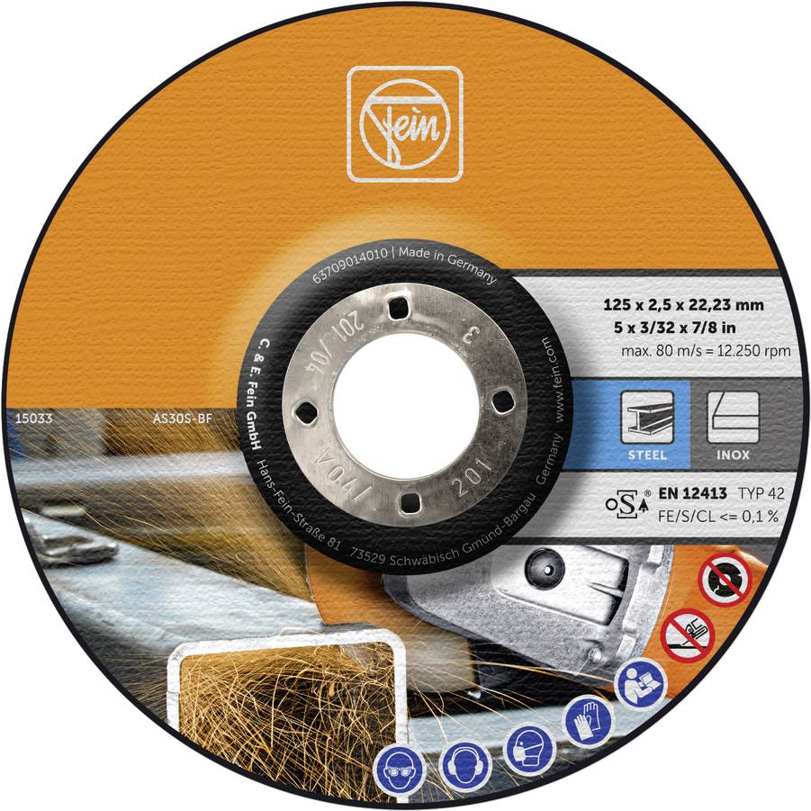 Fein 63709014010 Vágótárcsa, hajlított 125 mm 25 db Acél, Nemesacél