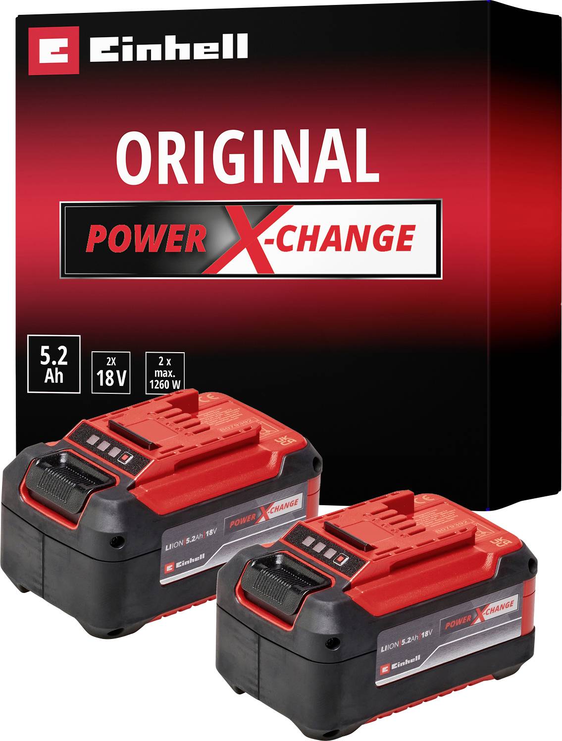 Einhell 4511526 Power X-Change Akku 2x 18V 5,2Ah PXC-Twinpack Szerszám akku 18 V 5.2 Ah Lítiumion