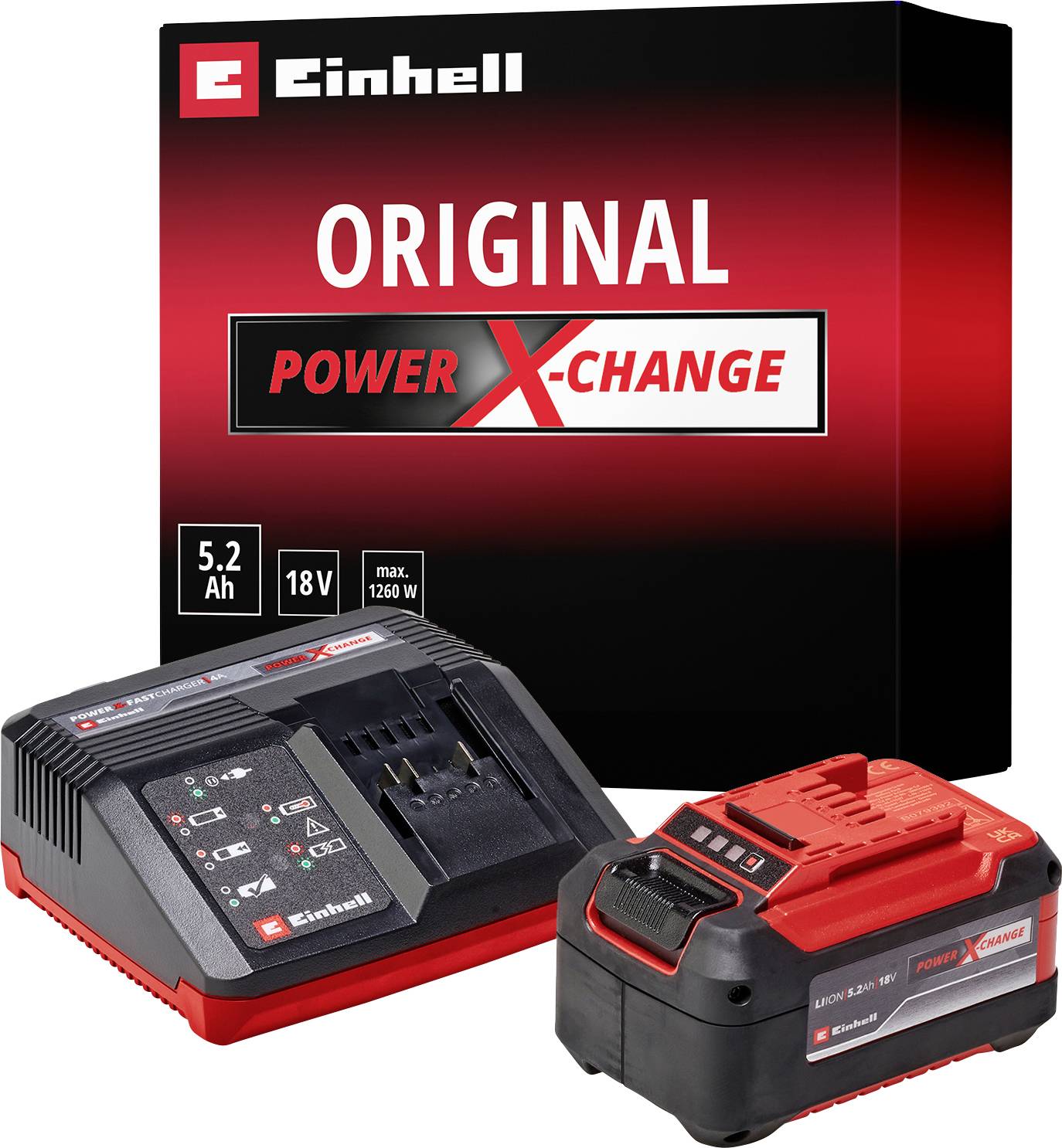 Einhell 4512114 Power X-Change PXC-Starter-Kit 5,2Ah & 4A Fastcharger Szerszámakku és töltő 18 V 5.2 Ah Lítiumion