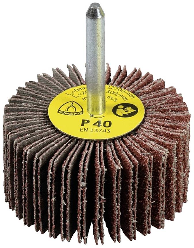 Csiszolófej szárral fúrógéphez, P40 szemcseméret, méret Ø 50mm x 30mm, fa, fém és műanyag felületek csiszolásához alkalmas.