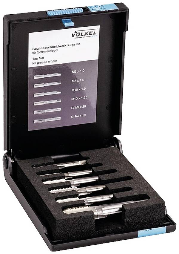 Völkel 47008 Menetvágó készlet  HSS-G Metrikus M6 x 1, M8 x 1, M10 x 1, M10 x 1.25, G1/8", G1/4"