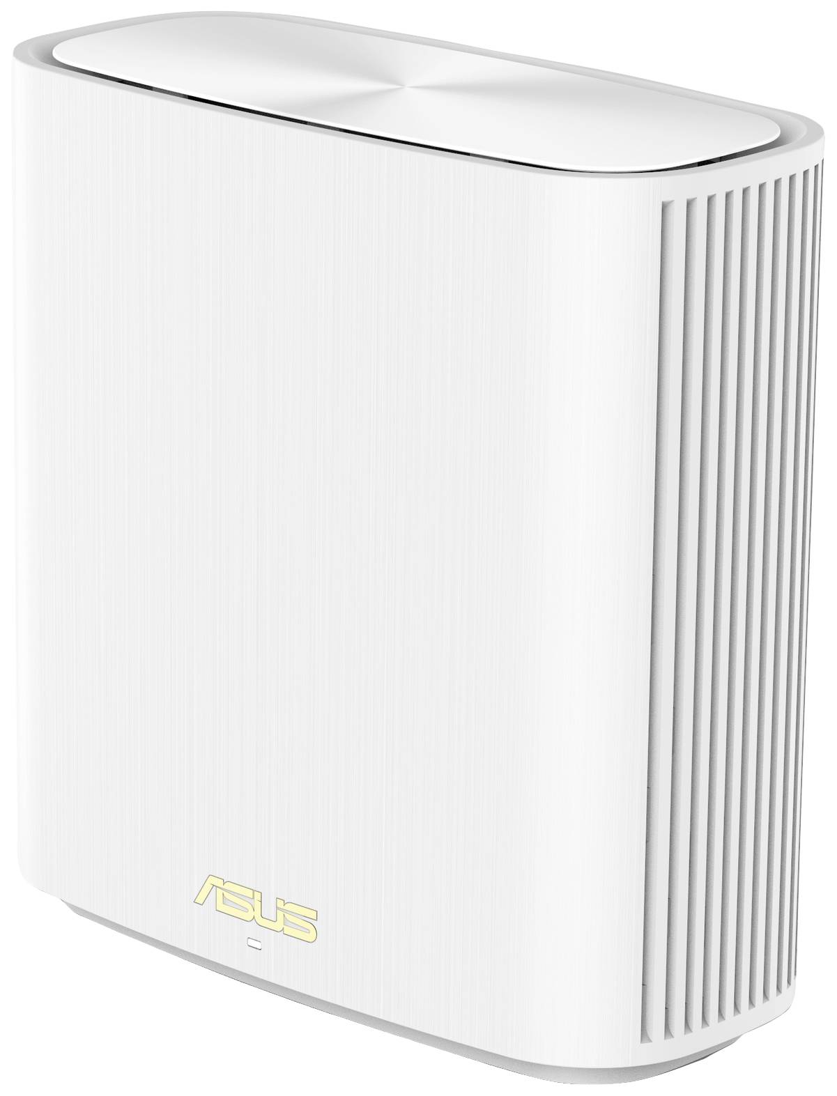 Fehér ASUS WIFI-router függőleges szellőzőnyílásokkal az oldalán, alkalmas otthoni hálózatokban történő használatra.