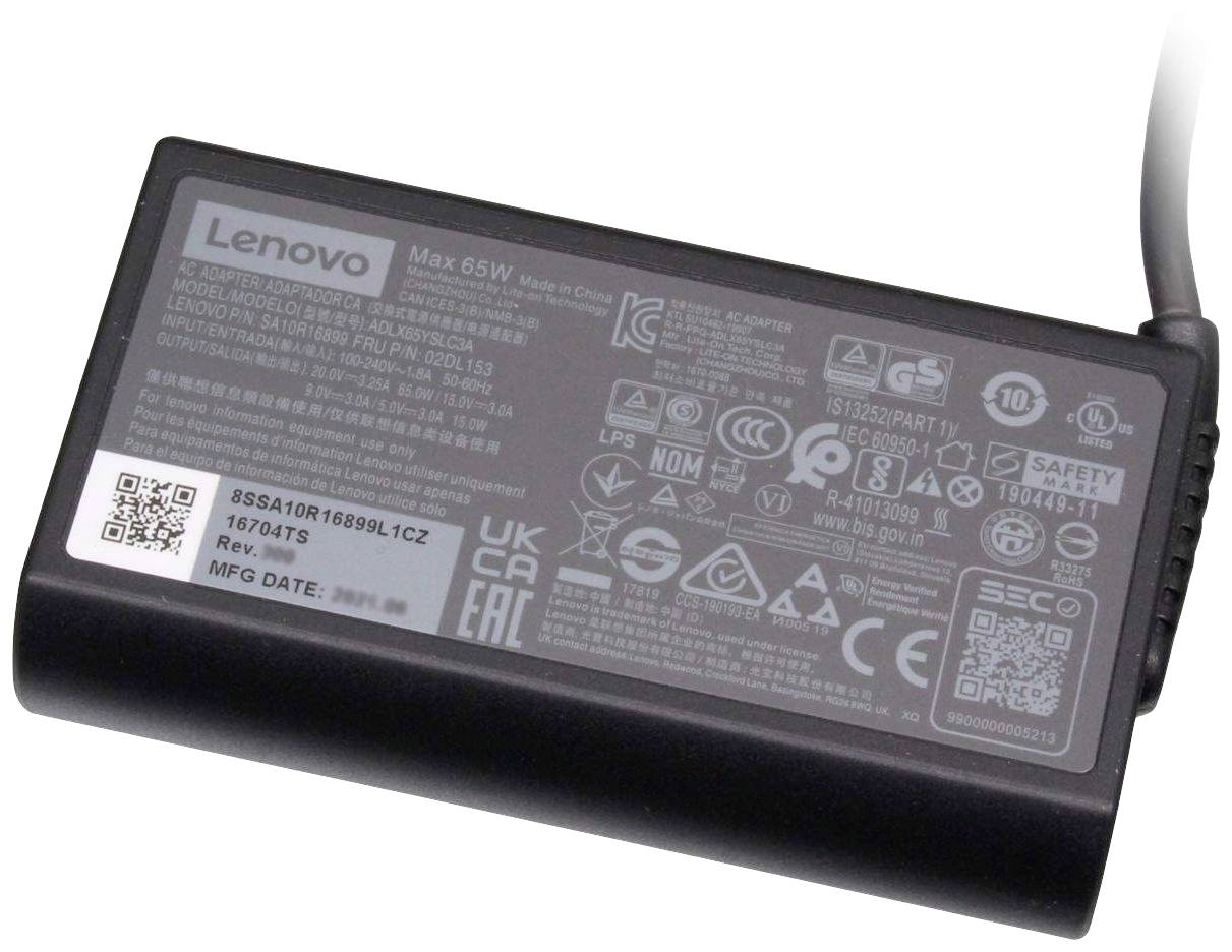 Lenovo 02DL151, ADLX65YSCC3A, 4X20V24678 Notebook tápegység 65 W 20 V 3.25 A
