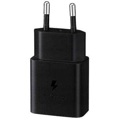 Fekete USB-töltő európai csatlakozóval. Elölnézeten „Gyorstöltés" felirat és villám szimbólum látható.
