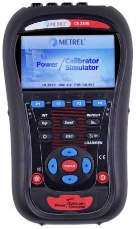 Egy digitális kalibráló eszköz kijelzővel, amelyen a 'Power/Calibrator Simulator' felirat látható, körülvéve vezérlőgombokkal és funkciógombokkal.