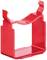 Piros U-alakú műanyag bilincs, alkalmas tárgyak rögzítésére vagy tartására.