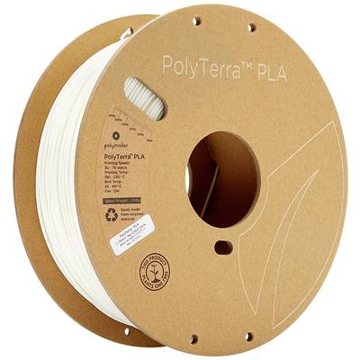 Polymaker 70822 PolyTerra PLA 3D nyomtatószál PLA műanyag alacsonyabb műanyag tartalom 1.75 mm 1000 g Fehér (matt)  1 db