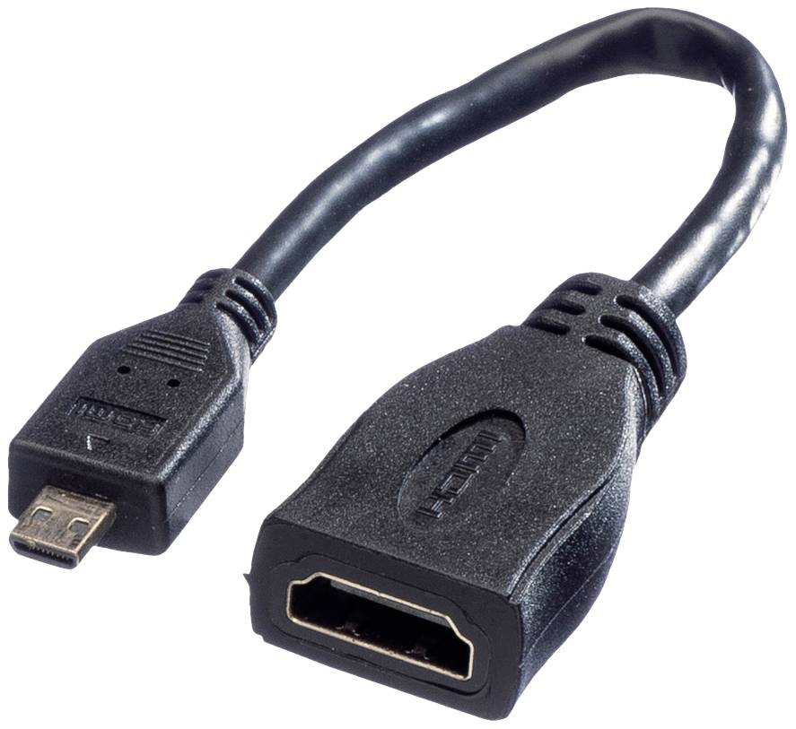 Micro-HDMI-ről HDMI-re átalakító kábel mutatja a csatlakozási lehetőséget a különböző HDMI-csatlakozókkal rendelkező eszközök között.