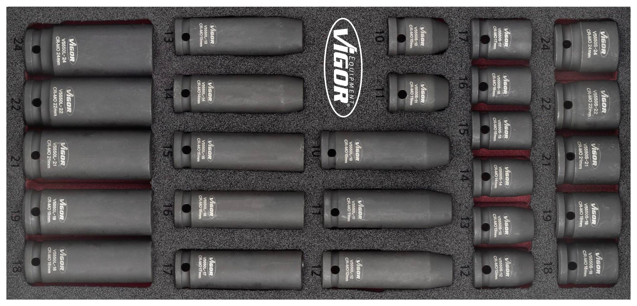 Vigor V5602 Ütvefúró dugókulcs betét készlet V5602