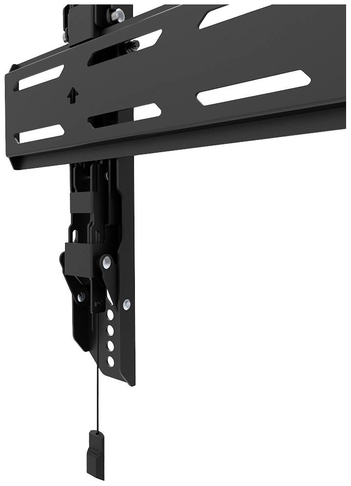 Fém szerelőtartó egy nyíllal, amely a helyes pozicionálást mutatja, és egy beállító szalaggal.