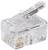 Egy átlátszó RJ-45-ös csatlakozó, amelyet Ethernet-kapcsolatokhoz használnak.