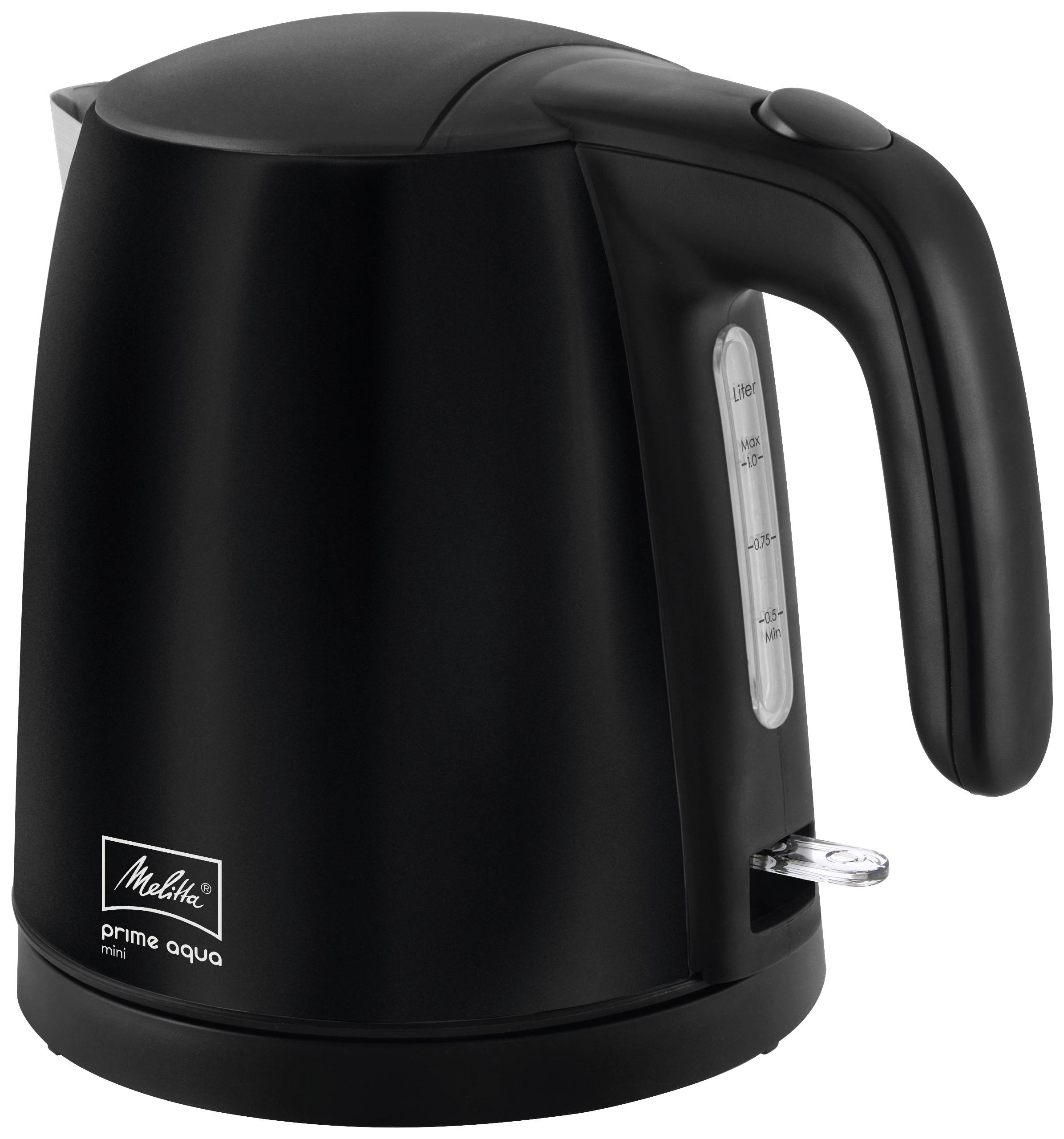 Melitta Prime Aqua Mini Vízforraló Zsinór nélküli, Túlhevülés elleni védelem Fekete Tartalom: 1 l-0