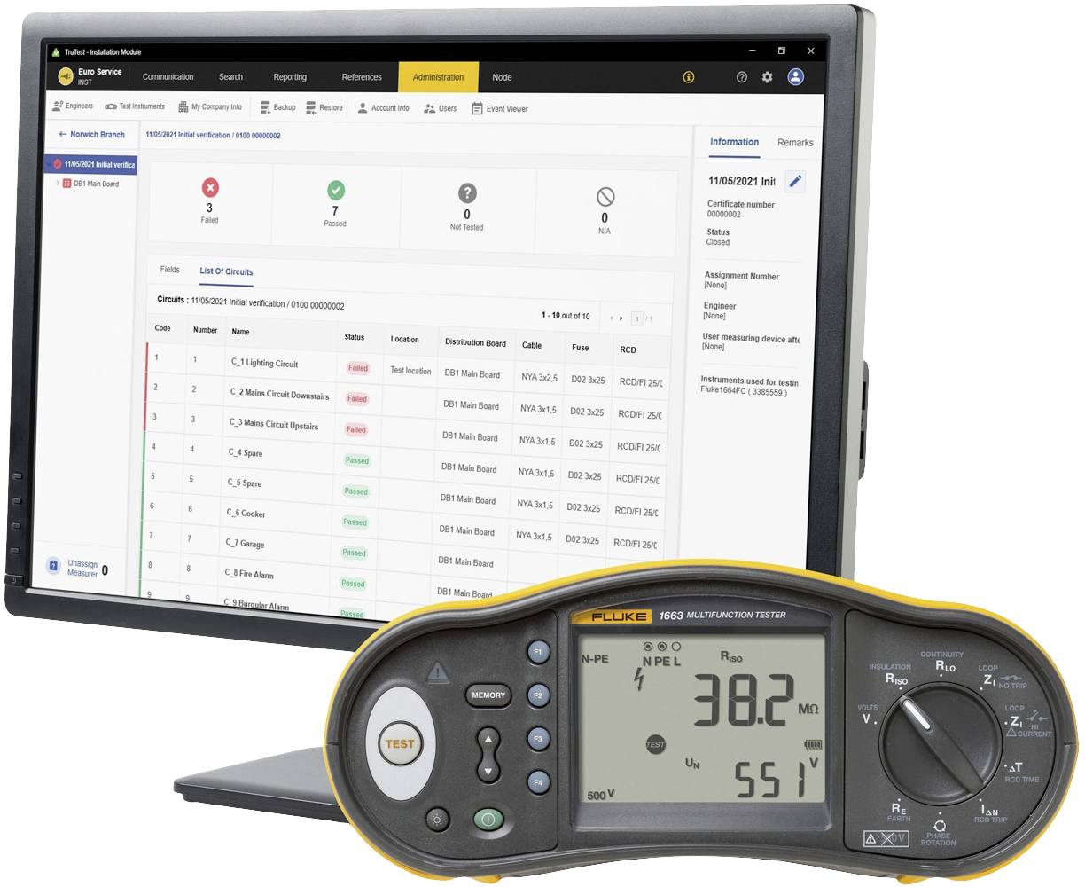 Fluke FLUKE 1663 CH KIT Telepítés teszter készlet Kalibráció (DAkkS)