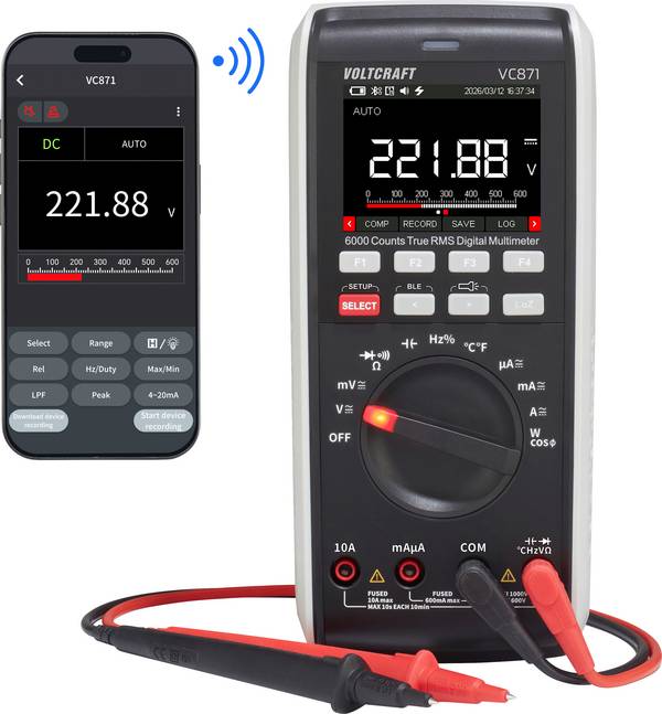 VOLTCRAFT VC871 Kézi multiméter Kalibráció (DAkkS) digitális Adatgyűjtő, LoZ CAT III 1000 V, CAT IV 600 V Kijelző (digitek): 60000