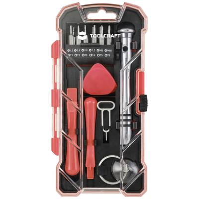 TOOLCRAFT TO-7746381 Javító készlet Okostelefon, bit készlet tárolódobozzal 18 részes