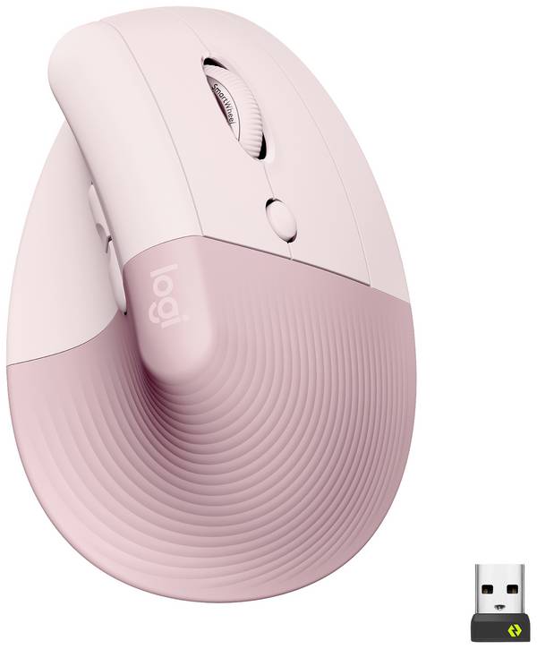 Logitech Lift Vertical Ergonomic Mouse  Ergonomikus egér Bluetooth™, Rádiójel vezérlésű   Optikai Rózsa 6 Gombok 4000 dpi Ergonómikus