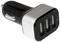 Fekete-ezüst USB-autós töltőadapter három csatlakozóval mobileszközök töltéséhez. Karakteres LogiLink logó látható a felső felületén.