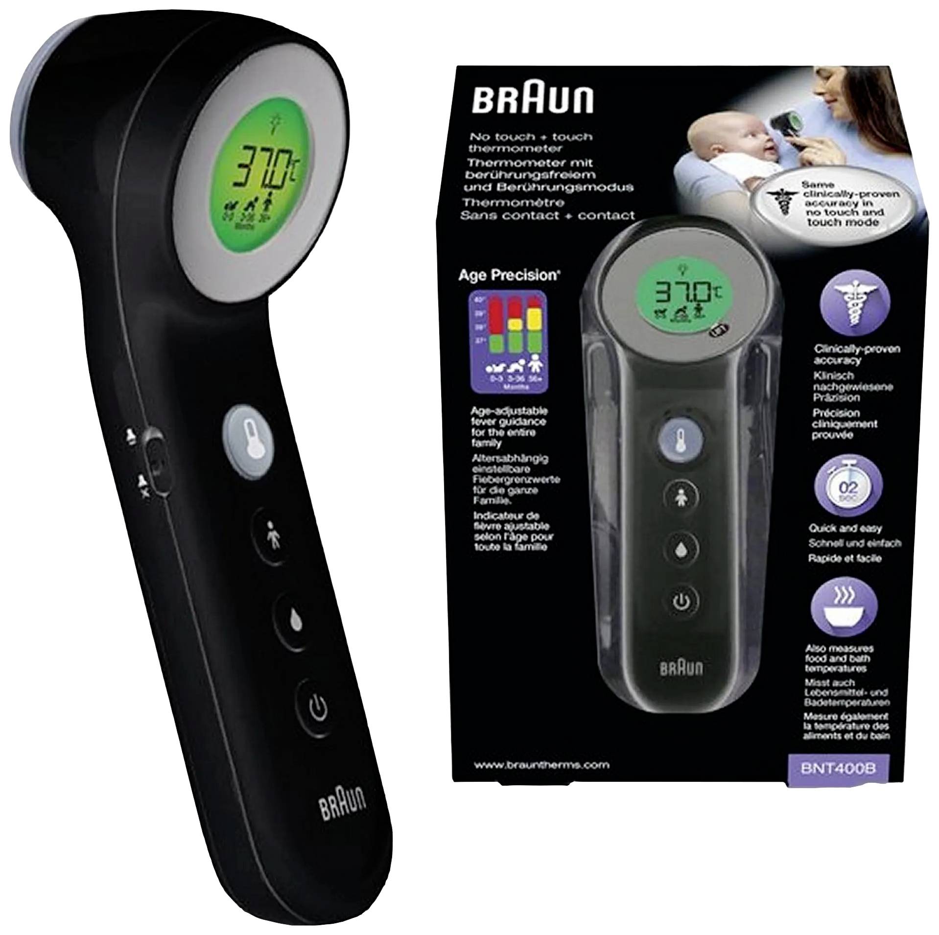 Braun No touch + touch schwarz Lázmérő Érintésmentes mérés